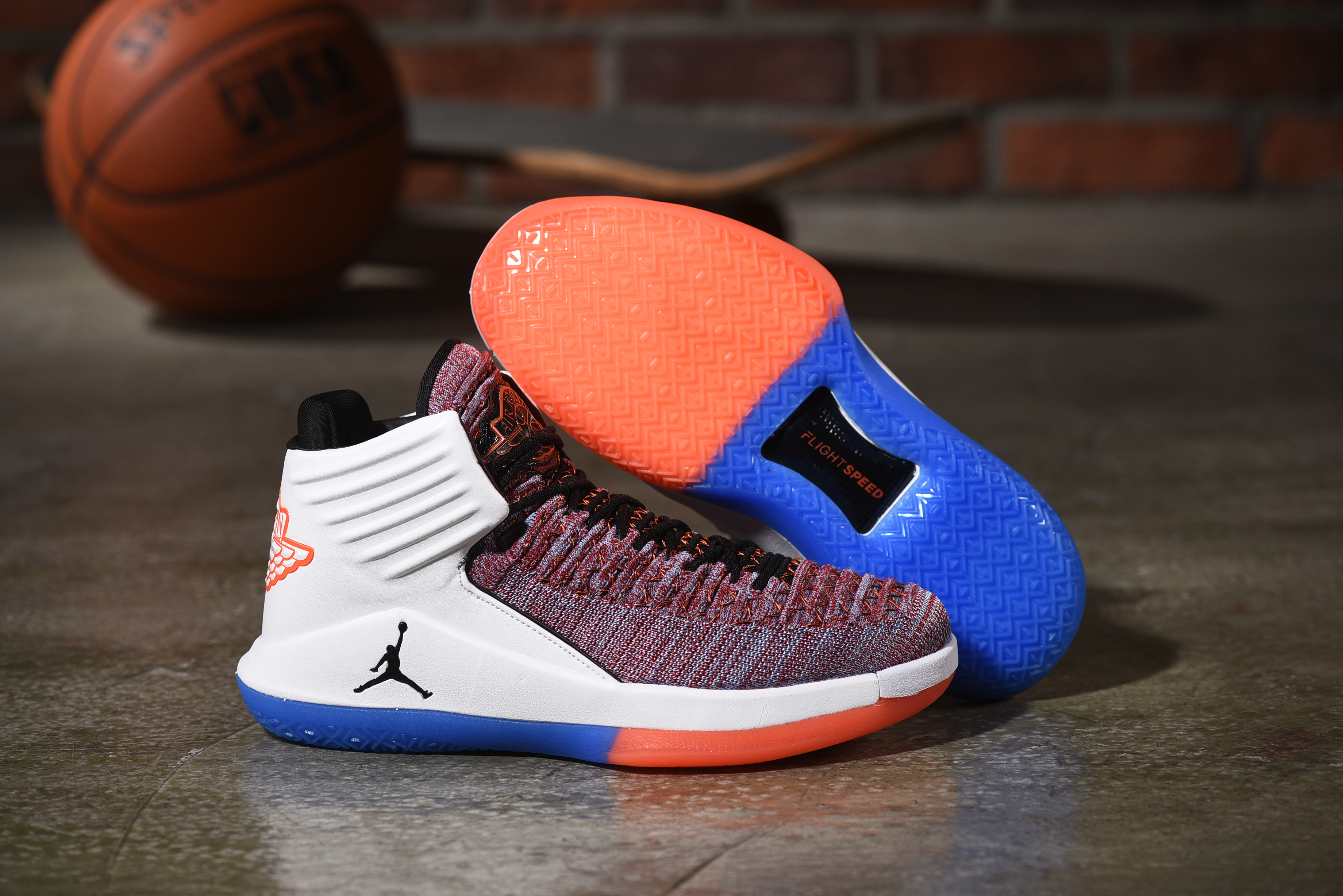 New Air Jordan 32 Wine Red Orange White Blue Shoes - Click Image to Close